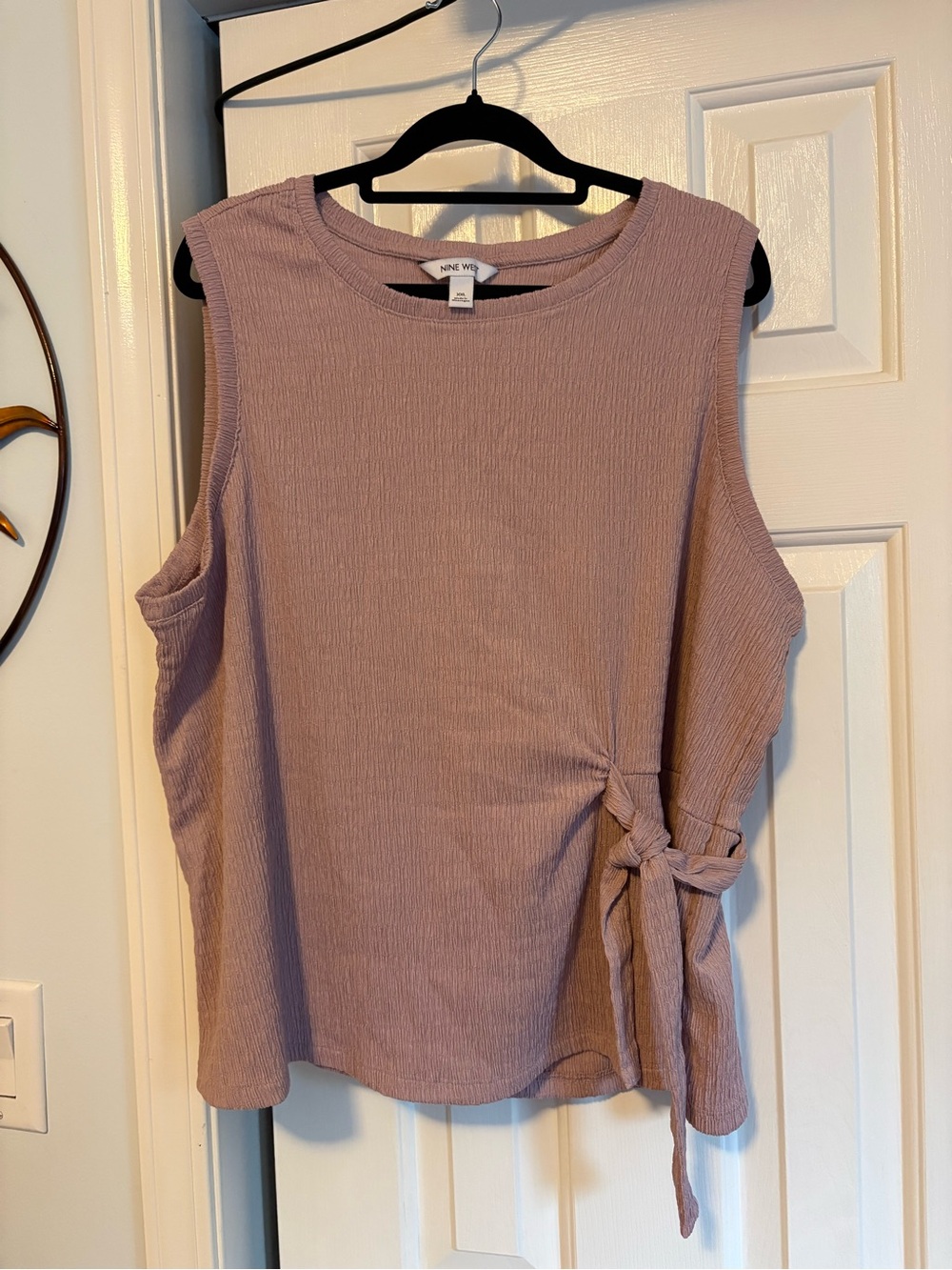 Nine West Mauve Ribbed Sleeveless Tank with Side Tie